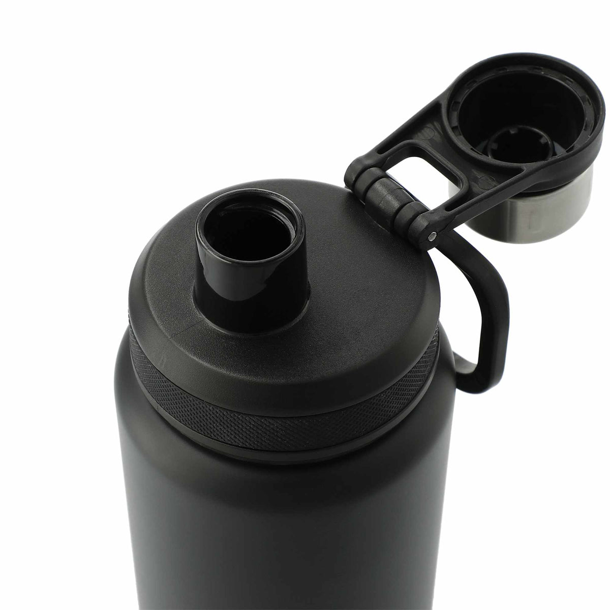 Vasco Single Wall Stainless Bottle with Dual Opening Cap, 32 oz Full Color - Black - Left Angle 2