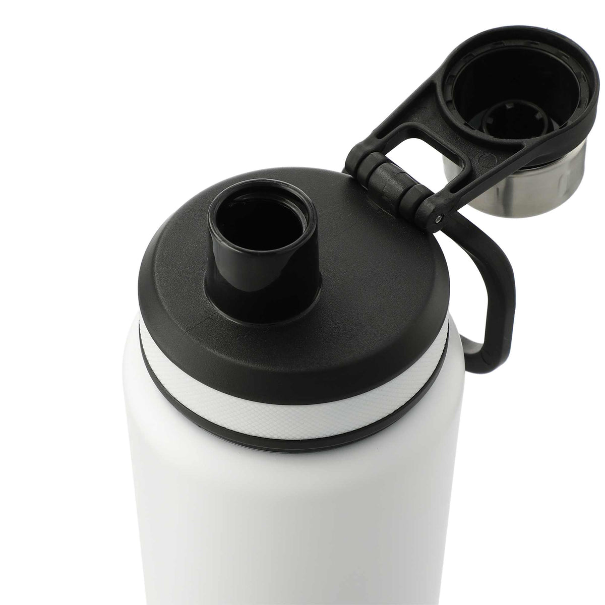 Vasco Single Wall Stainless Bottle with Dual Opening Cap, 32 oz Full Color - White - Left Angle 2