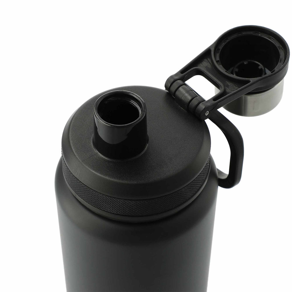 Vasco Single Wall Stainless Bottle with Dual Opening Cap, 32 oz Laser Engraving - Black - Left Angle 2