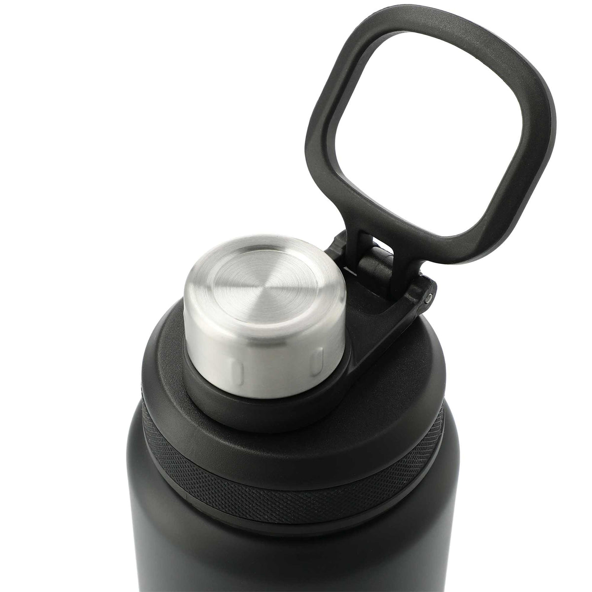 Vasco Single Wall Stainless Bottle with Dual Opening Cap, 32 oz Laser Engraving - Black - Left Angle