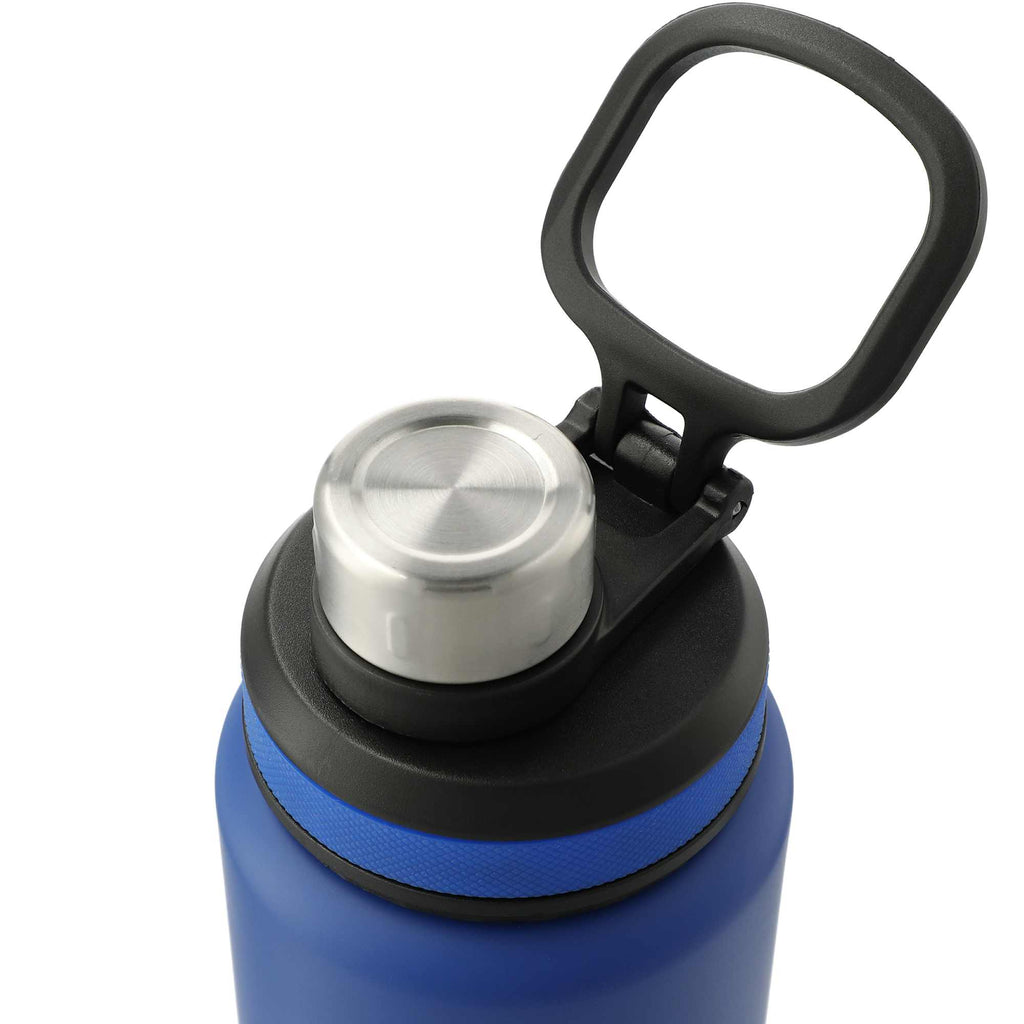 Vasco Single Wall Stainless Bottle with Dual Opening Cap, 32 oz Laser Engraving - Blue - Left Angle