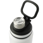 Vasco Single Wall Stainless Bottle with Dual Opening Cap, 32 oz Laser Engraving - White - Left Angle