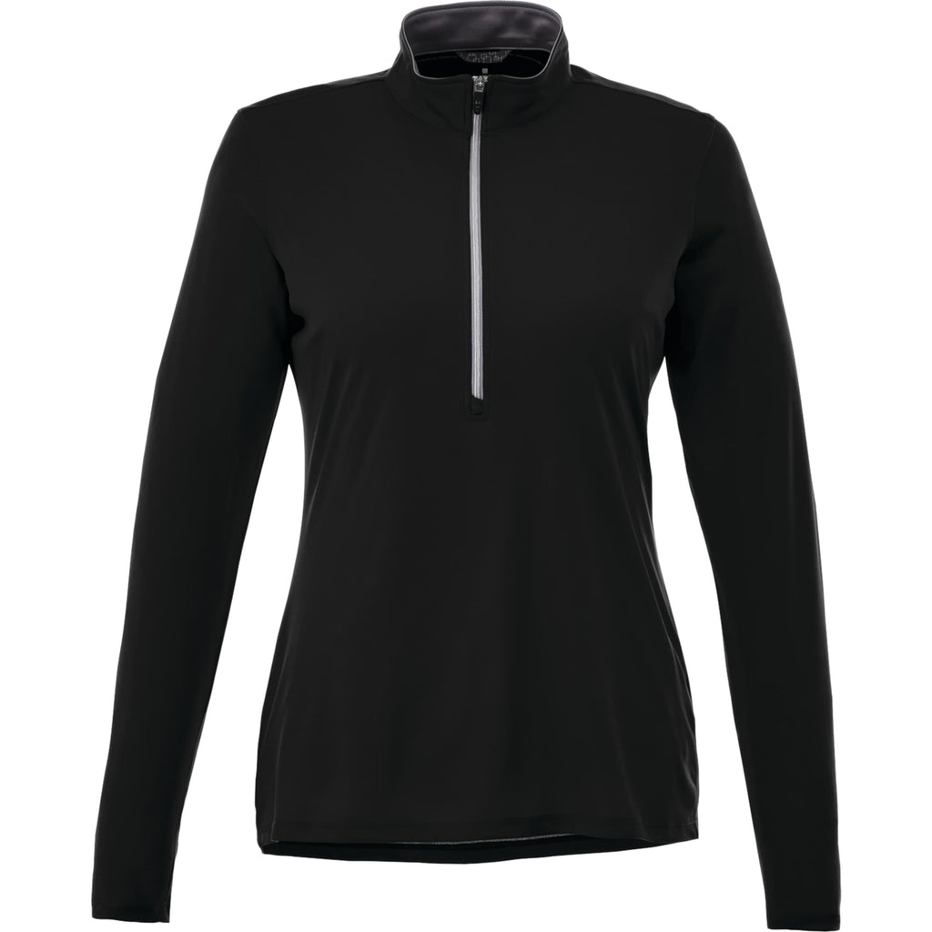 Vega Long Sleeve Tech Half Zip for Women Debossing - Black - Front Flat