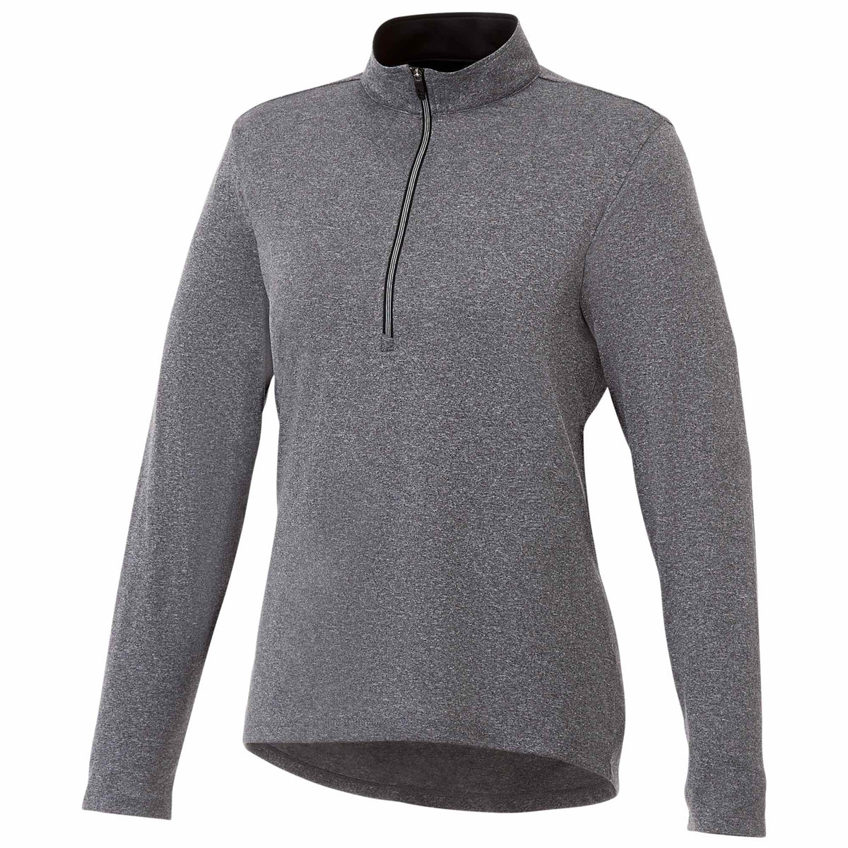 Vega Long Sleeve Tech Half Zip for Women Debossing - Heather Charcoal - Front Flat