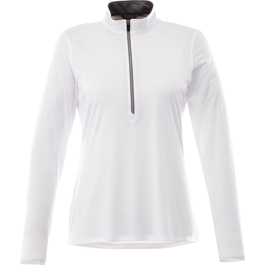 Vega Long Sleeve Tech Half Zip for Women Debossing - White - Front Flat