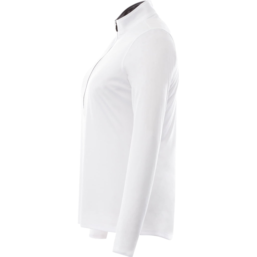 Vega Long Sleeve Tech Half Zip for Women Debossing - White - Left Side