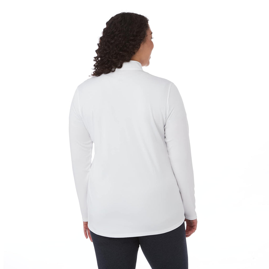 Vega Long Sleeve Tech Half Zip for Women Debossing - White - On Model Back