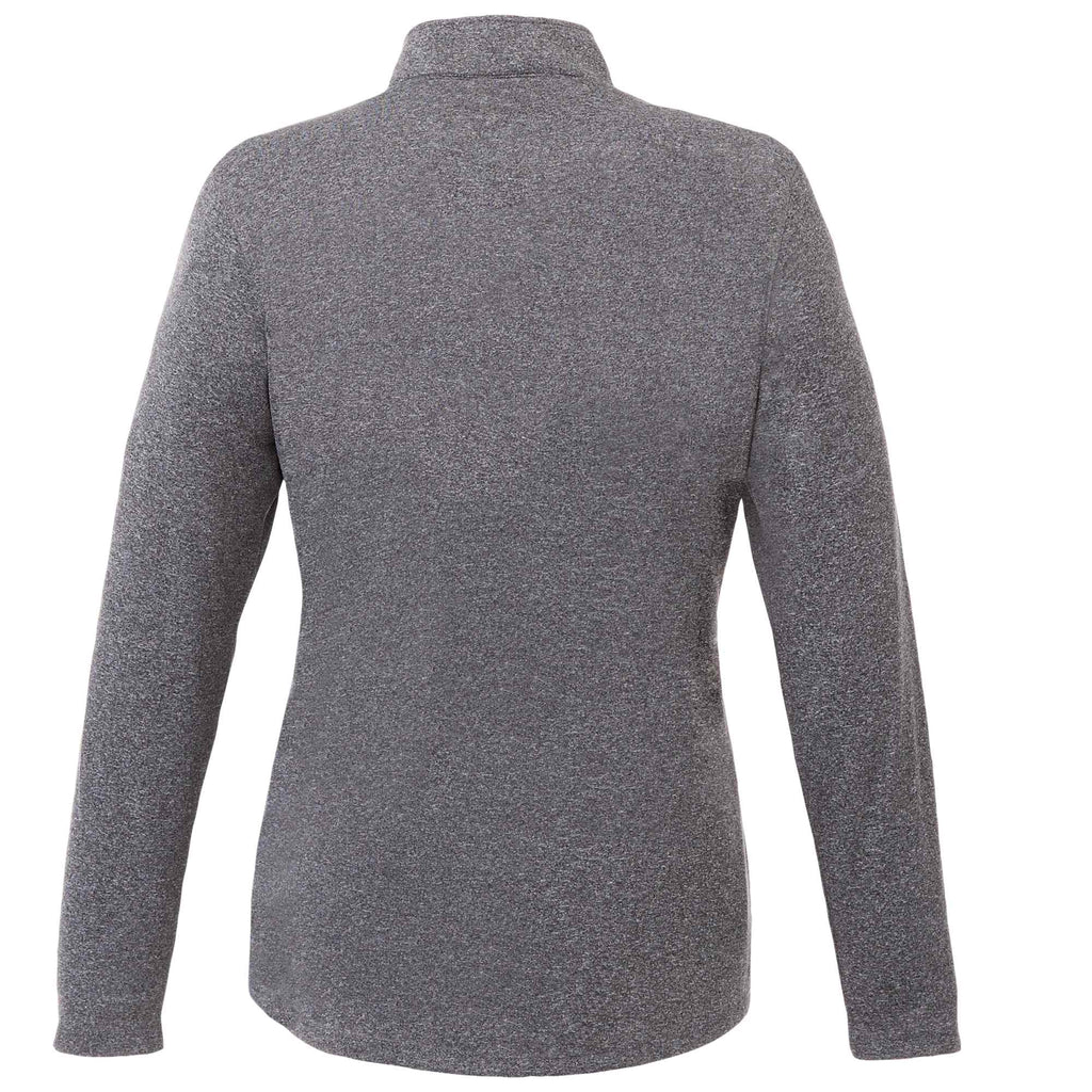 Vega Long Sleeve Tech Half Zip for Women Embroidery - Heather Charcoal - Back Flat