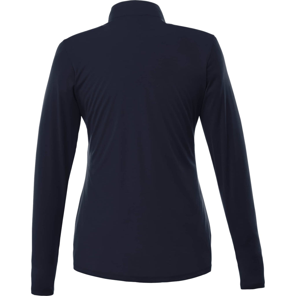 Vega Long Sleeve Tech Half Zip for Women Laser Engraving - Navy - Back Flat