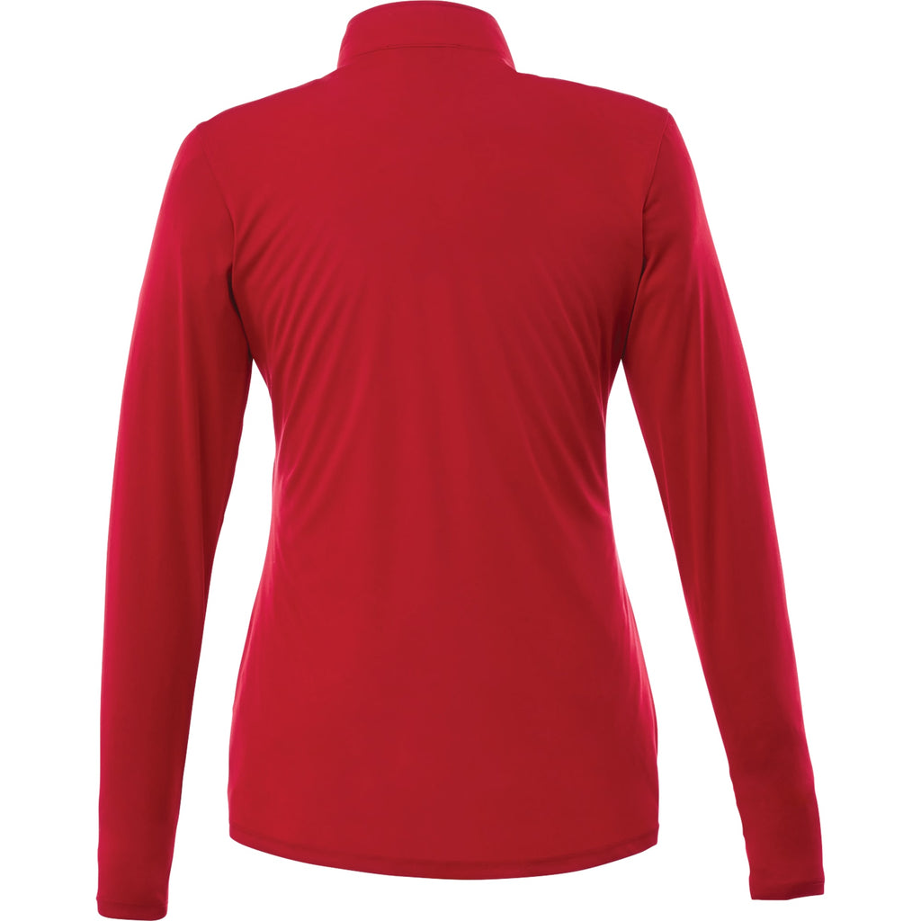 Vega Long Sleeve Tech Half Zip for Women Laser Engraving - Team Red - Back Flat
