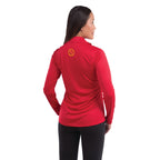 Vega Long Sleeve Tech Half Zip for Women Laser Engraving - Team Red - Back On Model