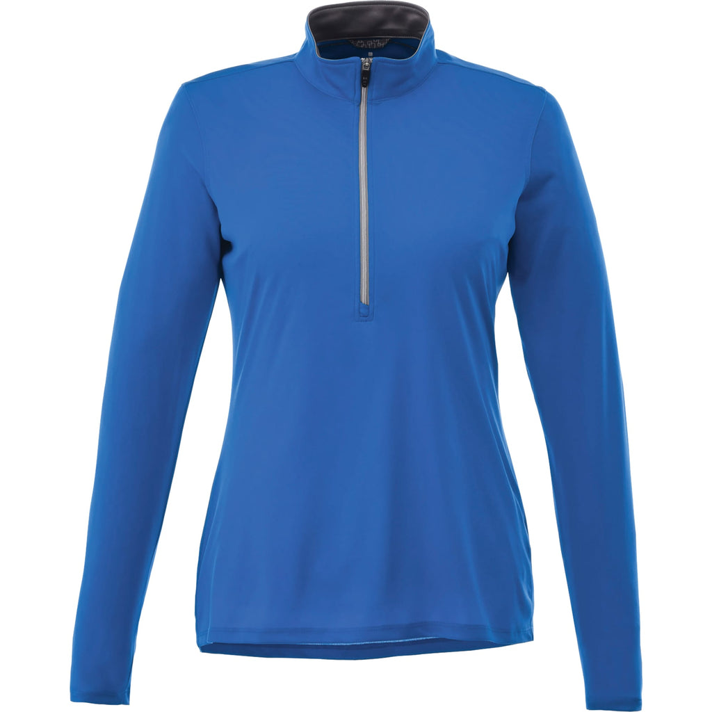 Vega Long Sleeve Tech Half Zip for Women Transfer - New Royal - Front Flat