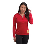 Vega Long Sleeve Tech Half Zip for Women Transfer - Team Red - Front On Model