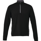 Vega Tech Quarter Zip Pullover for Men Debossing - Black - Front Flat