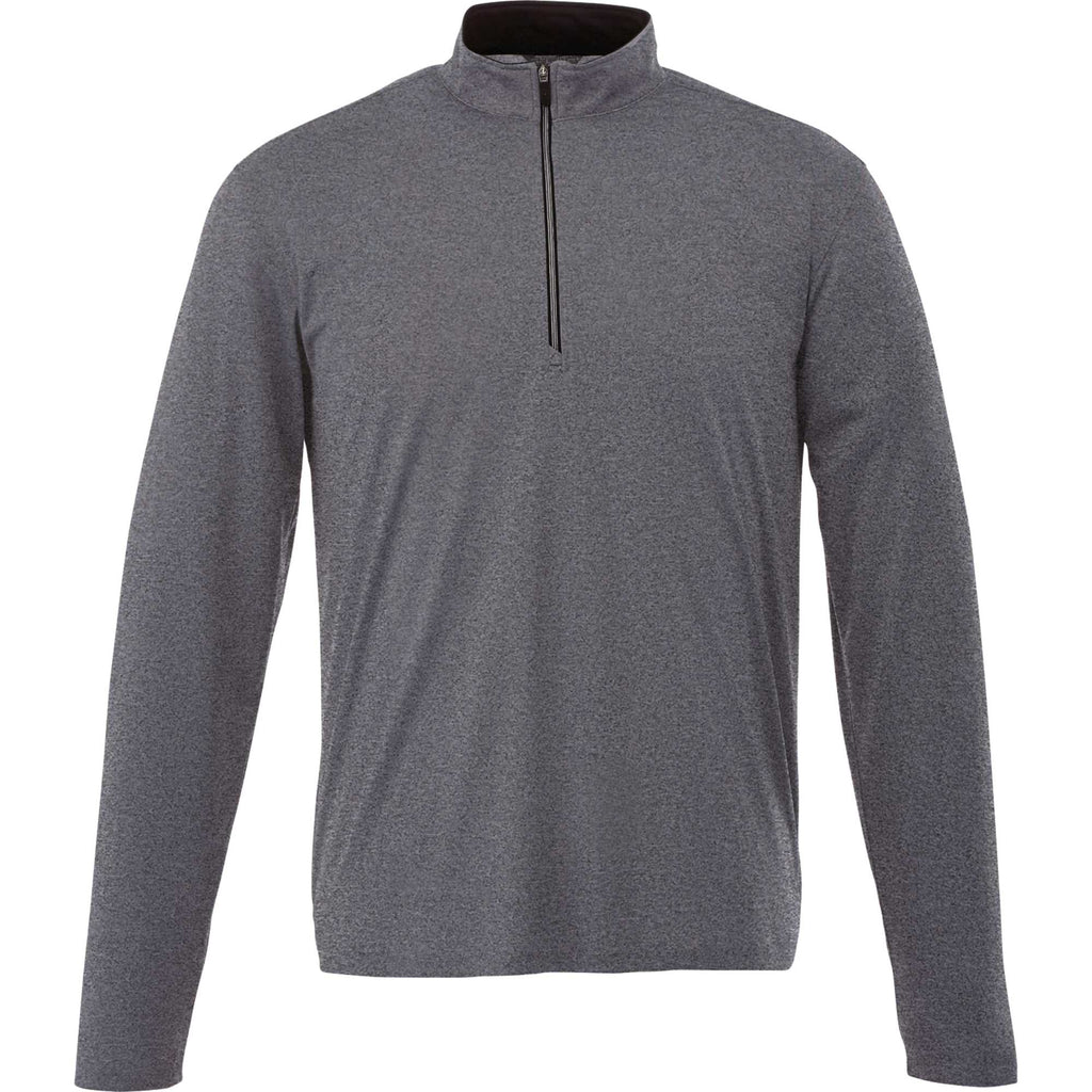 Vega Tech Quarter Zip Pullover for Men Debossing - Heather Charcoal - Front Flat 2