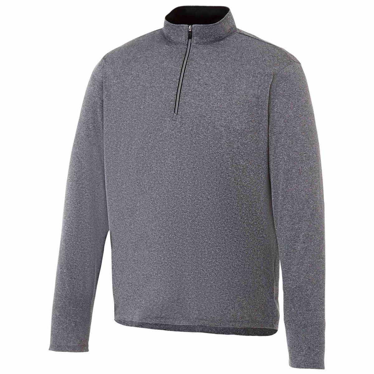 Vega Tech Quarter Zip Pullover for Men Debossing - Heather Charcoal - Front Flat