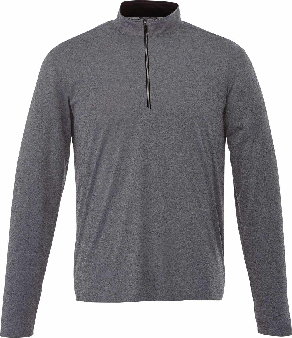 Vega Tech Quarter Zip Pullover for Men Embroidery - Heather Charcoal - Front Flat 2