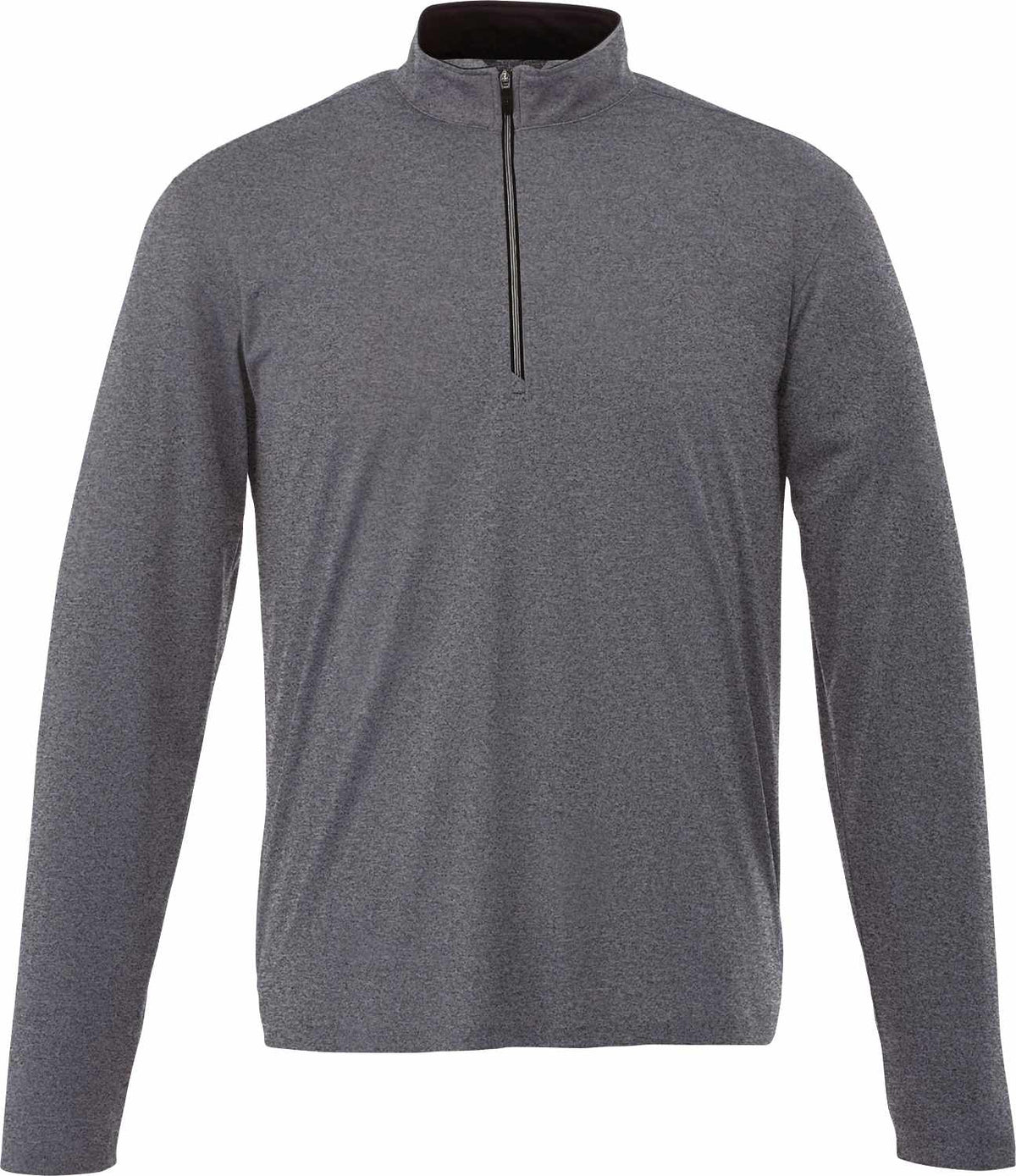 Vega Tech Quarter Zip Pullover for Men Embroidery - Heather Charcoal - Front Flat 2