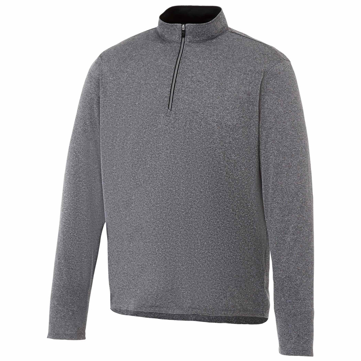 Vega Tech Quarter Zip Pullover for Men Embroidery - Heather Charcoal - Front Flat