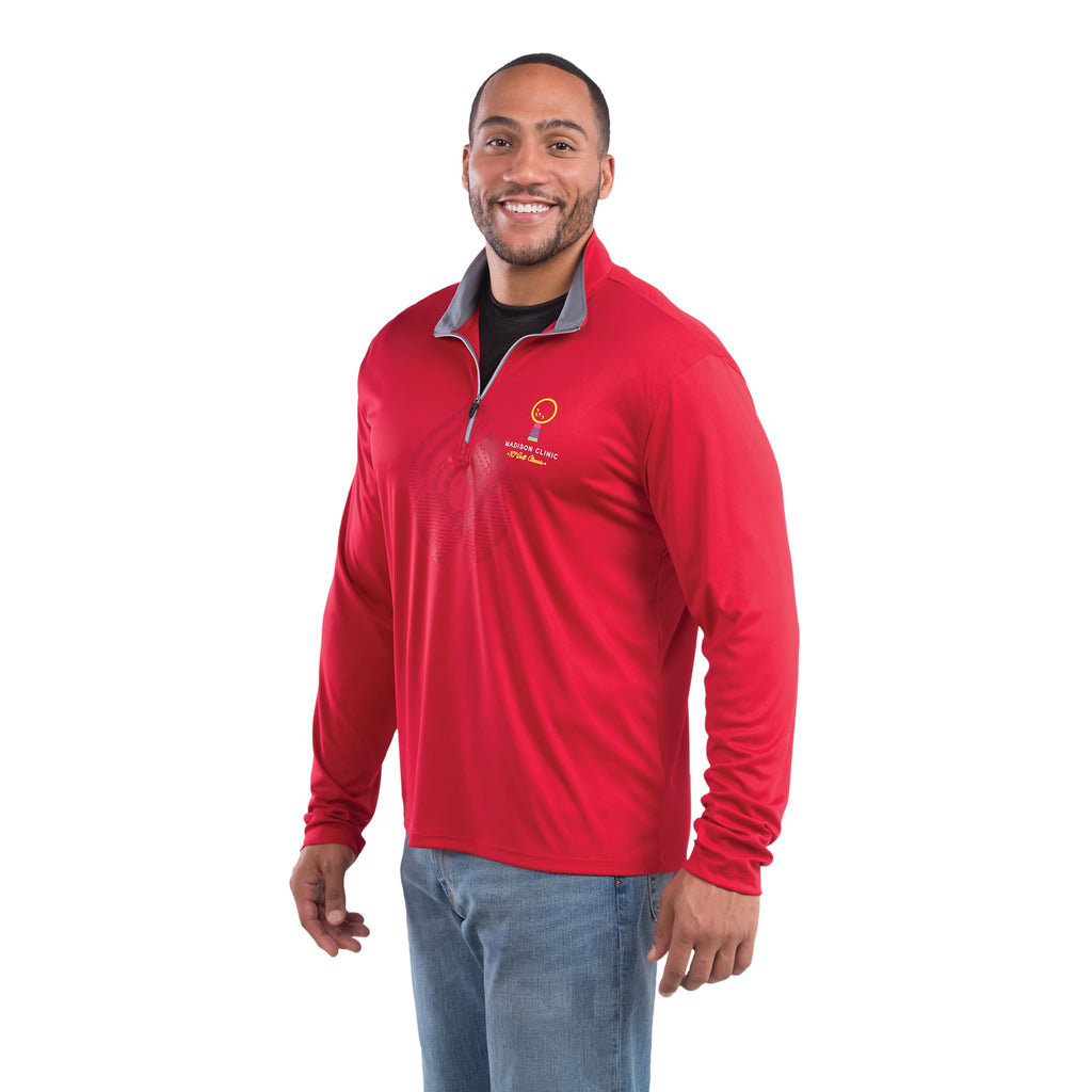 Vega Tech Quarter Zip Pullover for Men Embroidery - Team Red - Flat