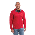 Vega Tech Quarter Zip Pullover for Men Embroidery - Team Red - Front Flat