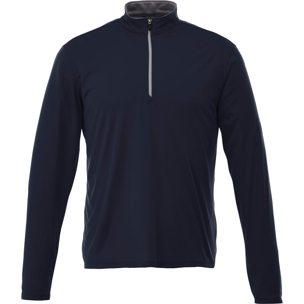 Vega Tech Quarter Zip Pullover for Men Laser Engraving - Navy - Front Flat