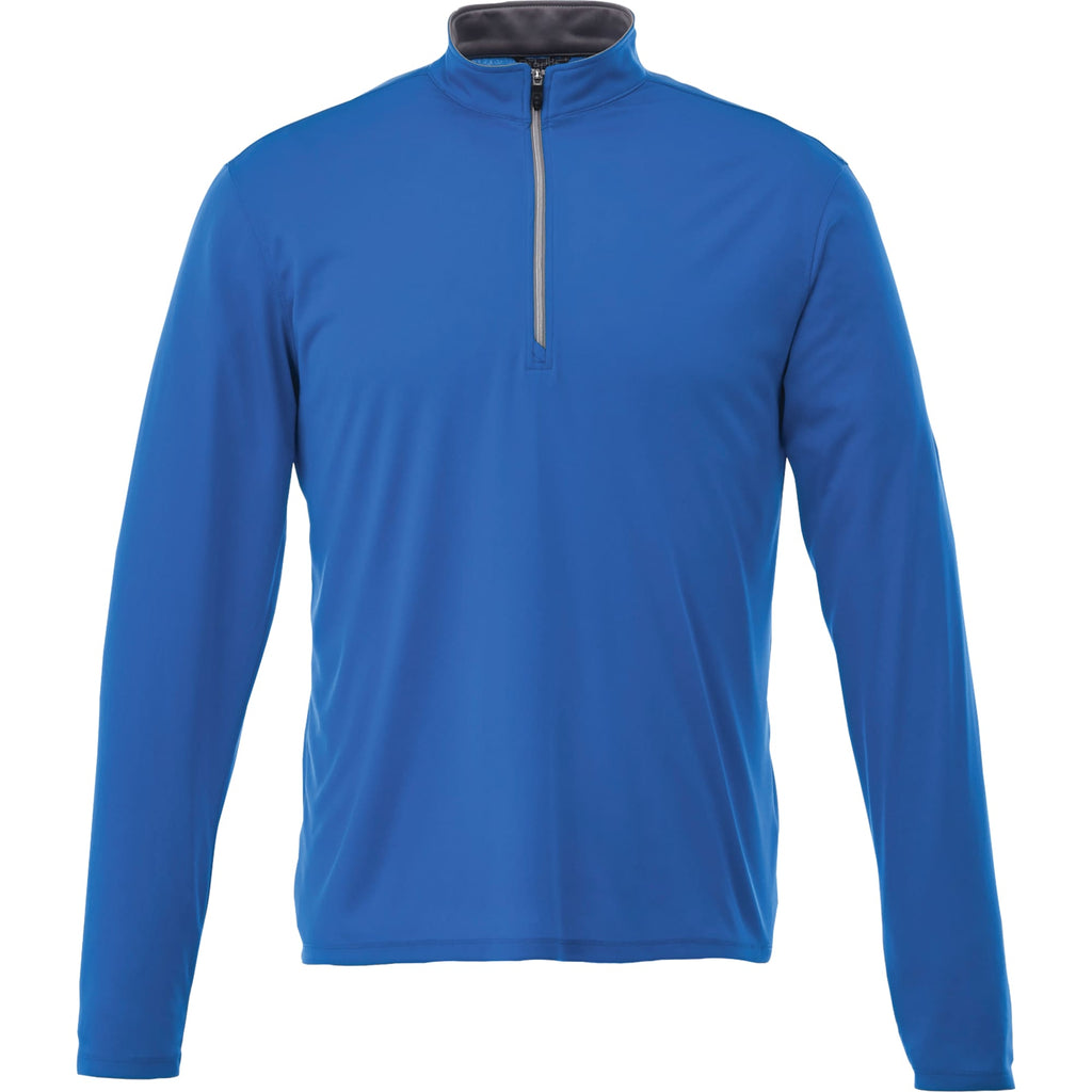 Vega Tech Quarter Zip Pullover for Men Laser Engraving - New Royal - Front Flat