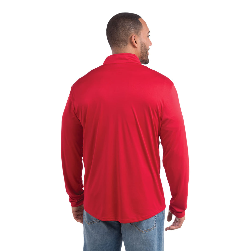 Vega Tech Quarter Zip Pullover for Men Laser Engraving - Team Red - Back Flat