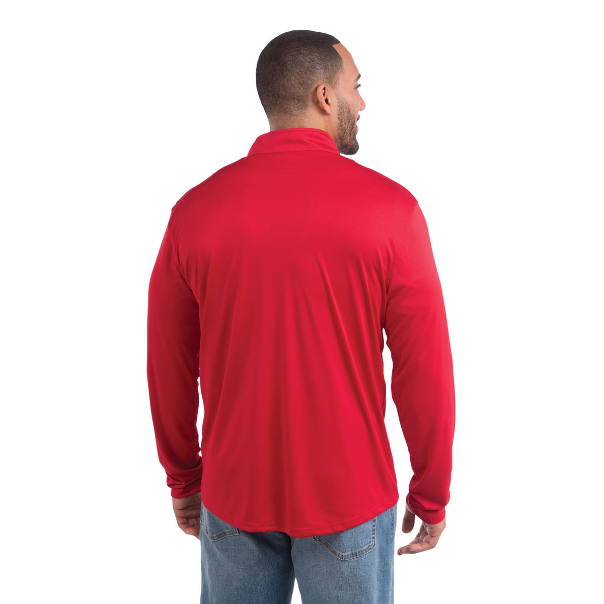 Vega Tech Quarter Zip Pullover for Men Laser Engraving - Team Red - Back Flat