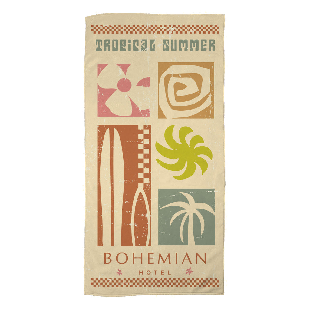 Velour Beach Towel, 30 x 60 Inches - White - Sublimation