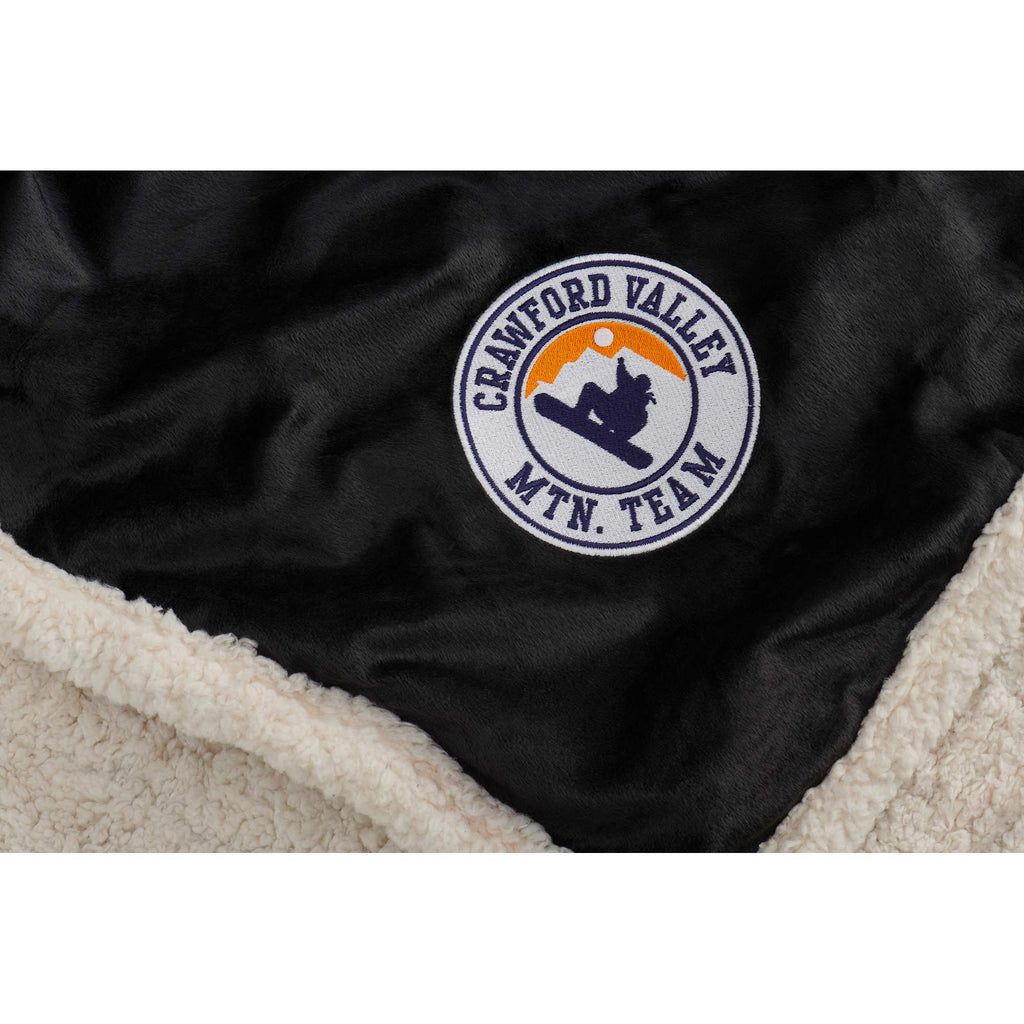 Velour Sherpa Blanket, 50 x 60 Inches Embroidery - Black - Detail