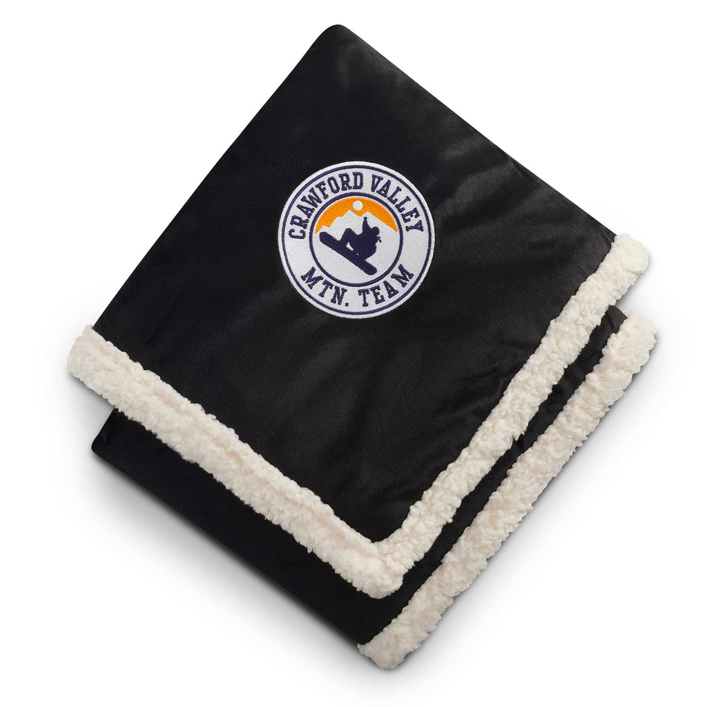 Velour Sherpa Blanket, 50 x 60 Inches Embroidery - Black - Front 2