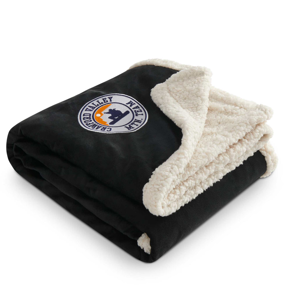 Velour Sherpa Blanket, 50 x 60 Inches Embroidery - Black - Front 4