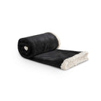 Velour Sherpa Blanket, 50 x 60 Inches Embroidery - Black - Left Angle