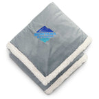 Velour Sherpa Blanket, 50 x 60 Inches Embroidery - Gray - Front 2