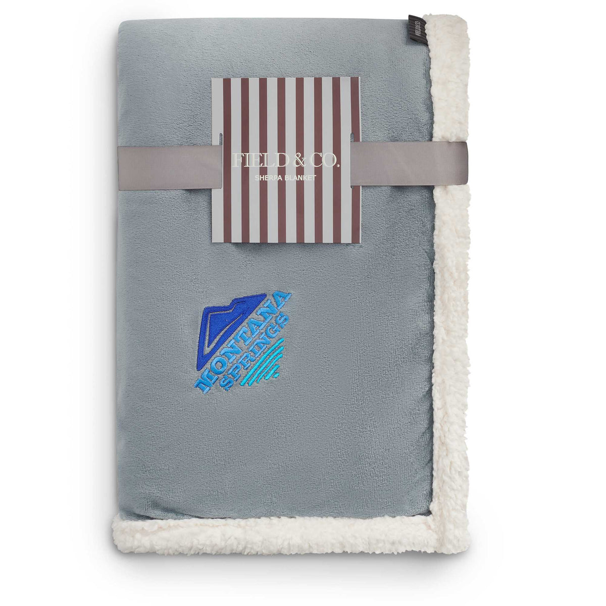 Velour Sherpa Blanket, 50 x 60 Inches Embroidery - Gray - Front 3