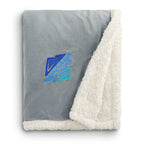 Velour Sherpa Blanket, 50 x 60 Inches Embroidery - Gray - Front