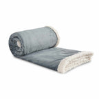 Velour Sherpa Blanket, 50 x 60 Inches Embroidery - Gray - Left Angle