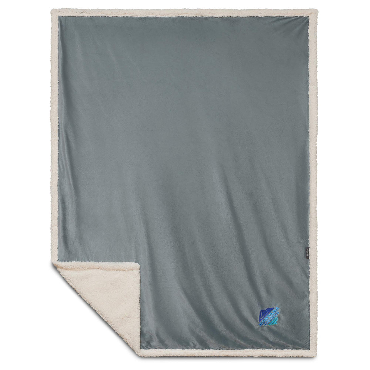 Velour Sherpa Blanket, 50 x 60 Inches Embroidery - Gray - Photo