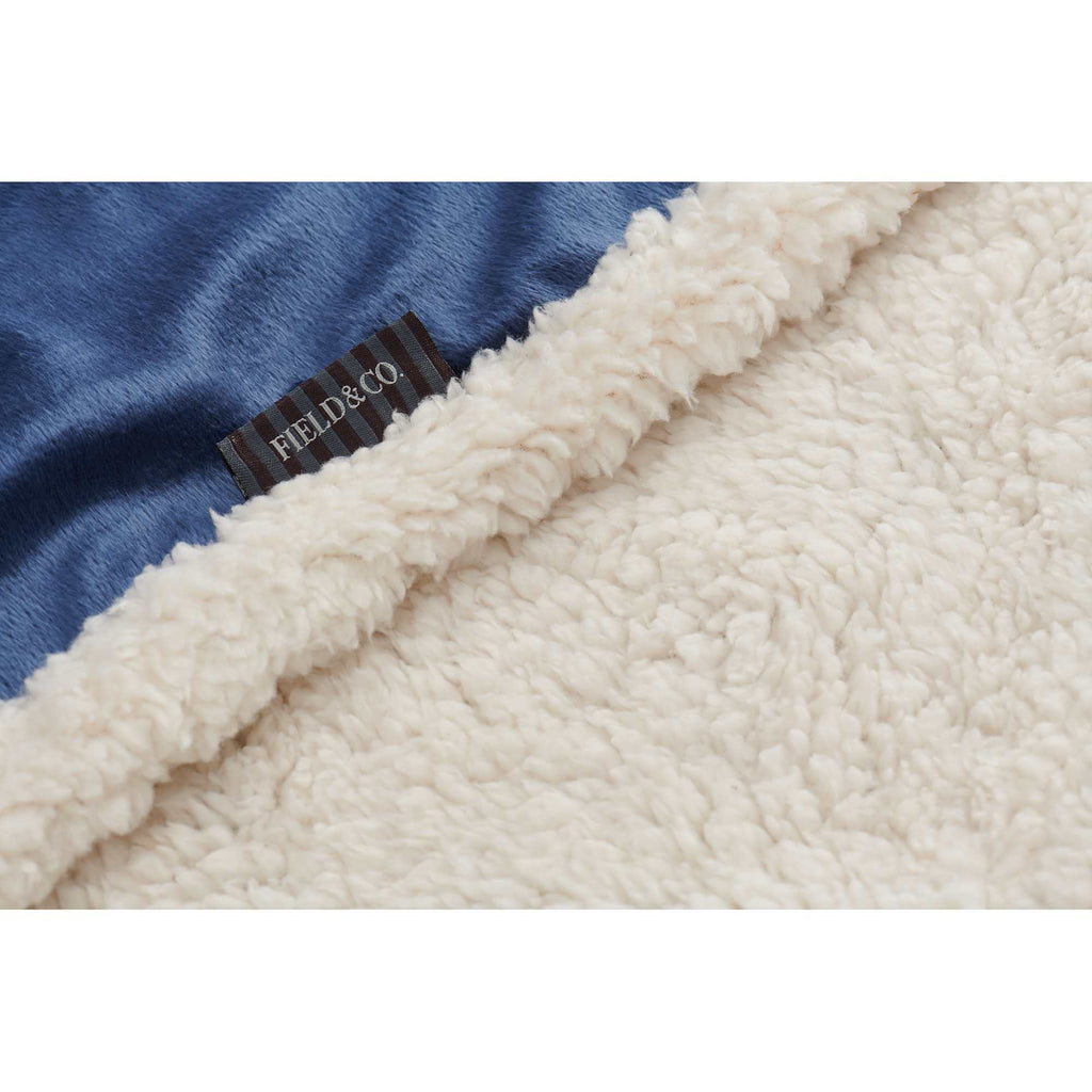 Velour Sherpa Blanket, 50 x 60 Inches Embroidery - Navy - Detail 2