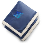 Velour Sherpa Blanket, 50 x 60 Inches Embroidery - Navy - Front 2