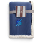 Velour Sherpa Blanket, 50 x 60 Inches Embroidery - Navy - Front 3
