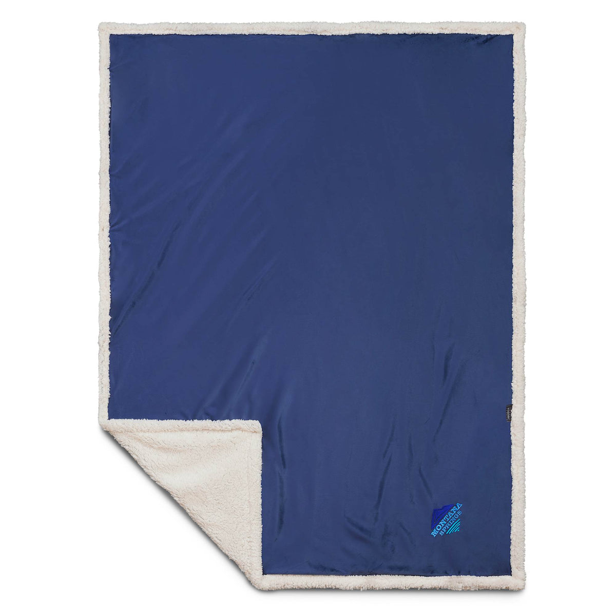 Velour Sherpa Blanket, 50 x 60 Inches Embroidery - Navy - Front 4