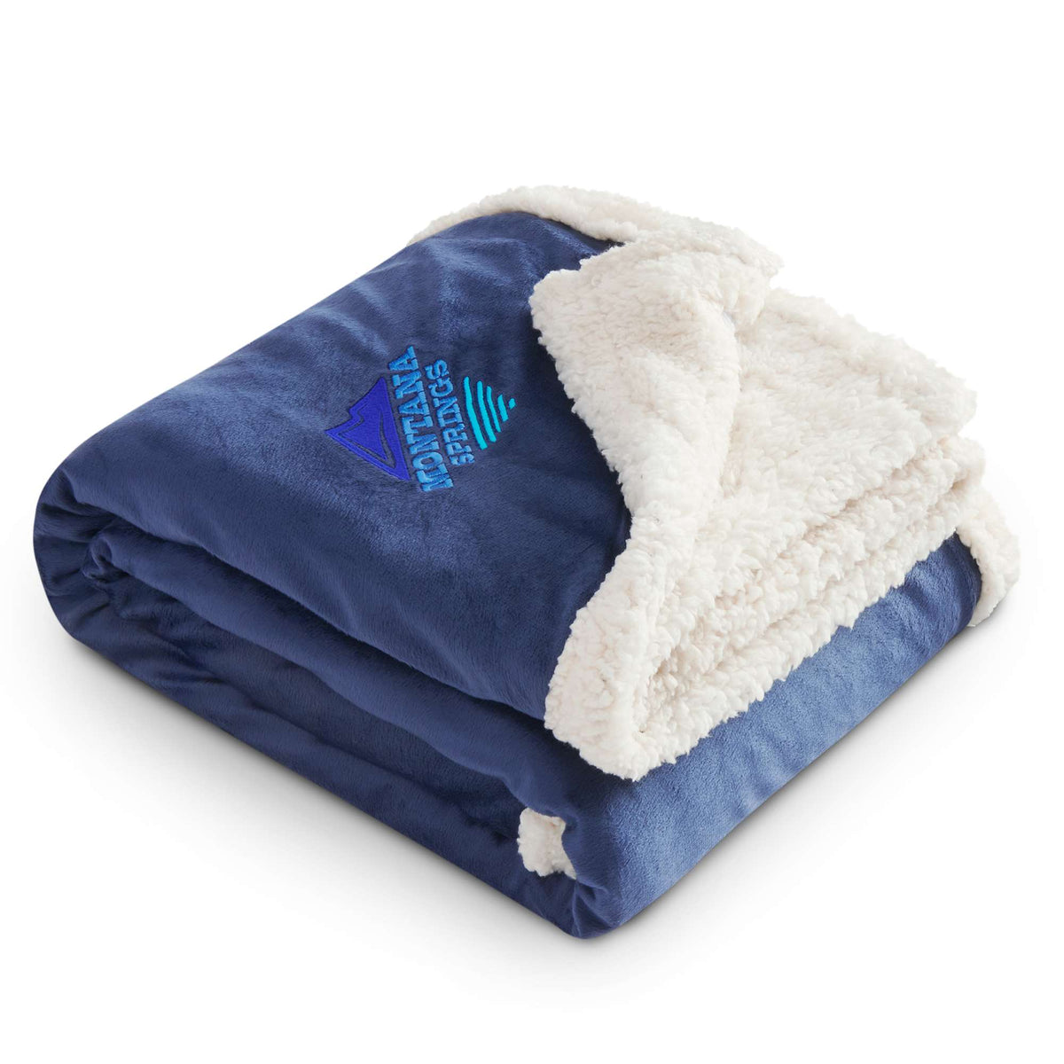Velour Sherpa Blanket, 50 x 60 Inches Embroidery - Navy - Front 5