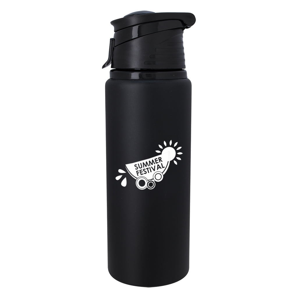 Velvet Touch Aluminum Bottle, 24 oz - Black - Silk Screen
