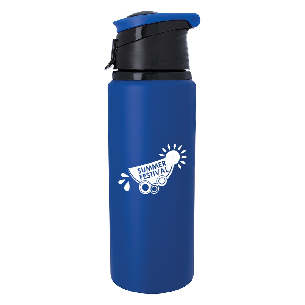 Velvet Touch Aluminum Bottle, 24 oz - Blue - Silk Screen