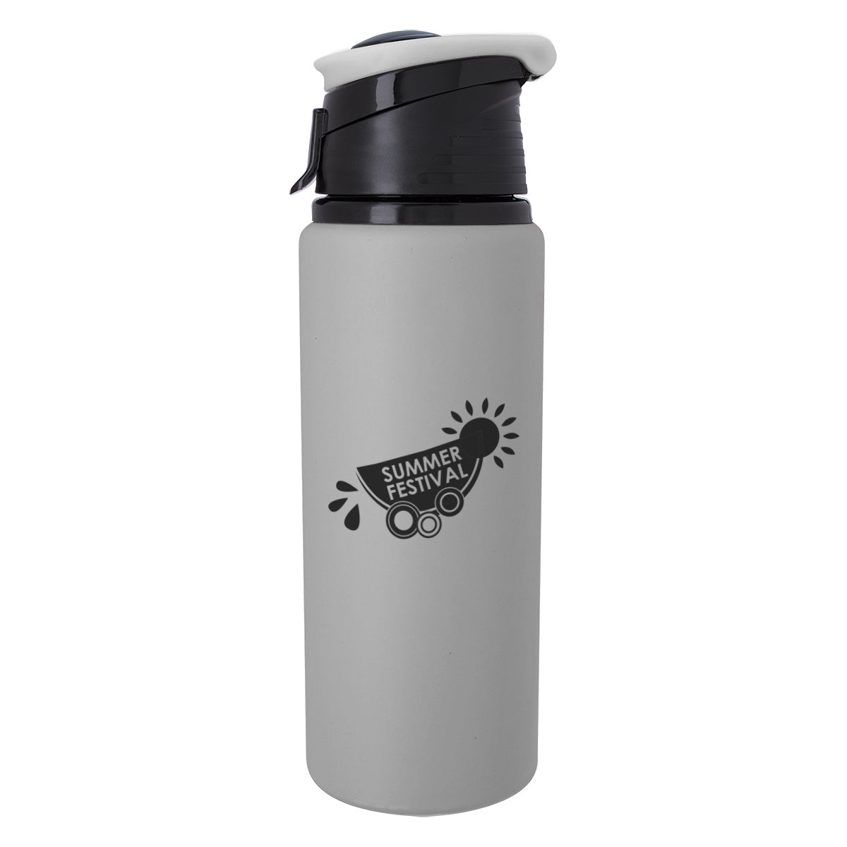 Velvet Touch Aluminum Bottle, 24 oz - Gray - Silk Screen