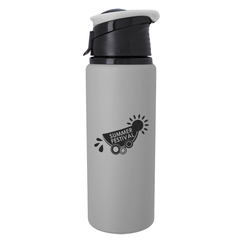 Velvet Touch Aluminum Bottle, 24 oz - Gray - Silk Screen