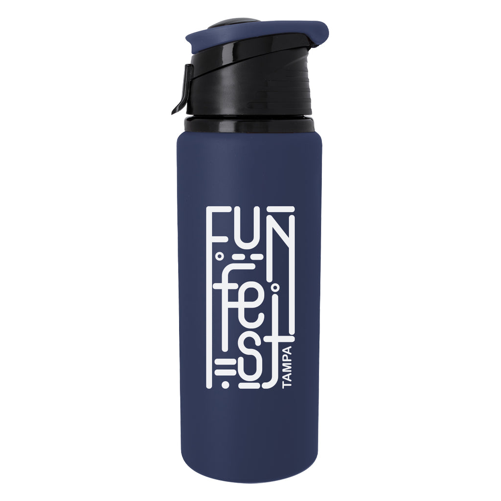 Velvet Touch Aluminum Bottle, 24 oz - Navy - Silk Screen