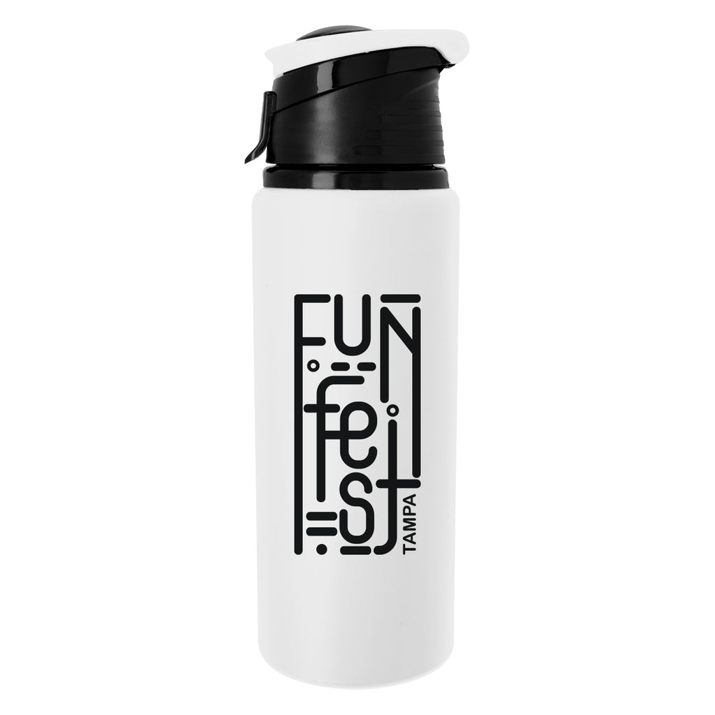 Velvet Touch Aluminum Bottle, 24 oz - White - Silk Screen